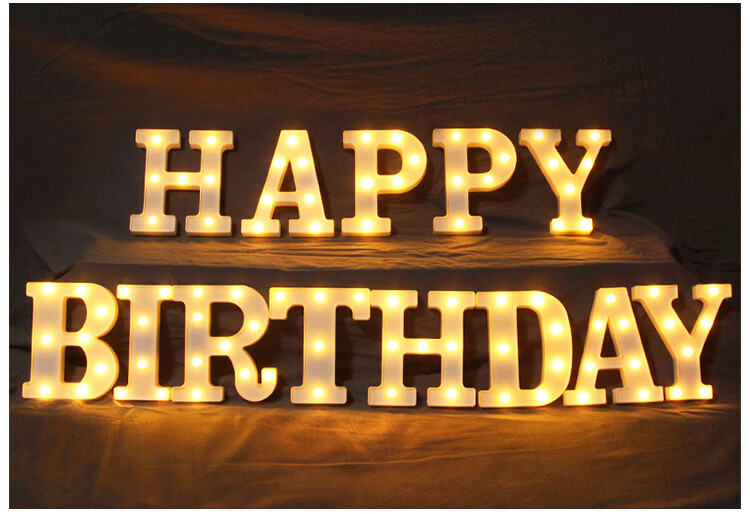 栩傲柯生日快乐发光字led字母灯牌英文装饰灯浪漫求婚表白场景布置
