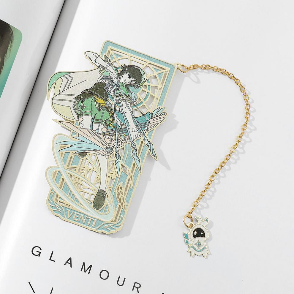 原神金属书签游戏动漫二次元雷神魈胡桃八重神子枫原万叶桌面摆件同学