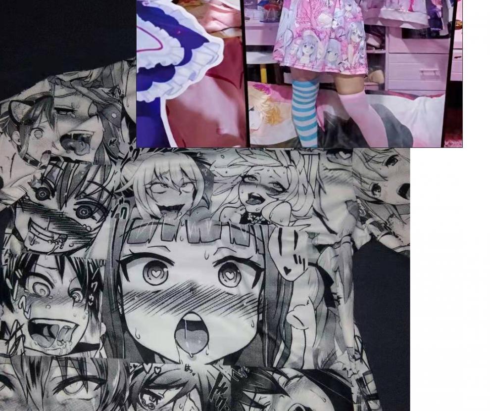 北沐晨(bmc)肥宅战袍速干短袖阿黑颜埃罗芒老师黑白漫画二次元痛衣男