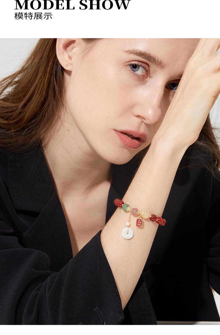 草莓晶手链女夏2021年新款ins小众设计红玛瑙手串生日礼物小葫芦石英