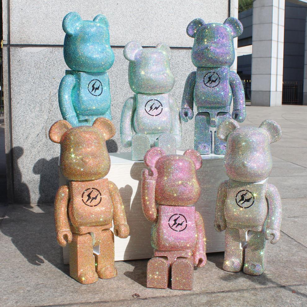 400暴力熊潮玩模型家居摆件公仔生日礼物520情人节礼物七彩白熊材料包