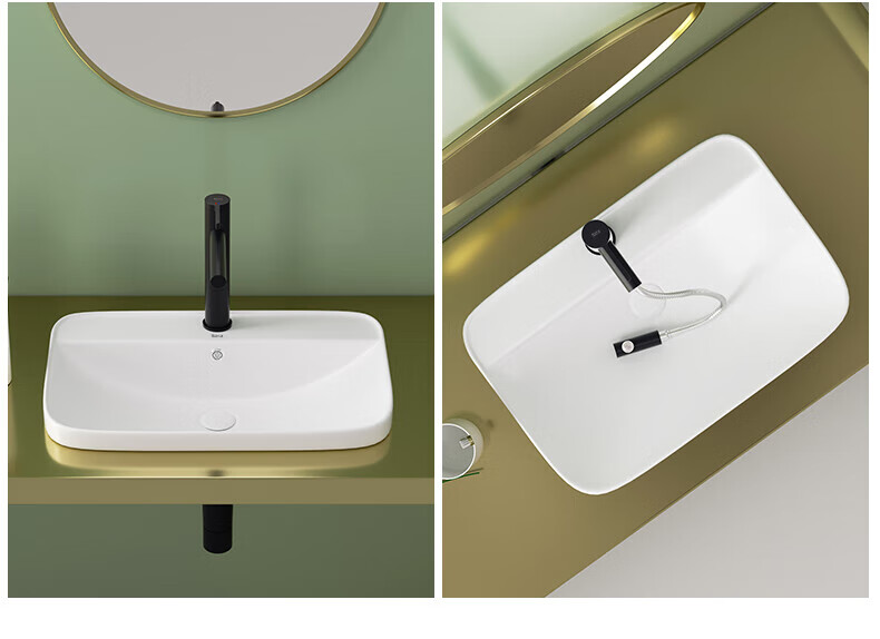 乐家卫浴roca半嵌入式洗脸盆台中盆陶瓷家用卫生间洗手盆面盆 a款700*