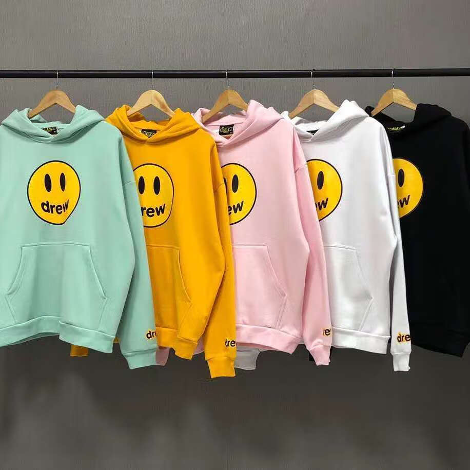 drewhouse潮牌贾斯汀比伯同款笑脸嘻哈潮流宽松加绒连帽长袖卫衣 天