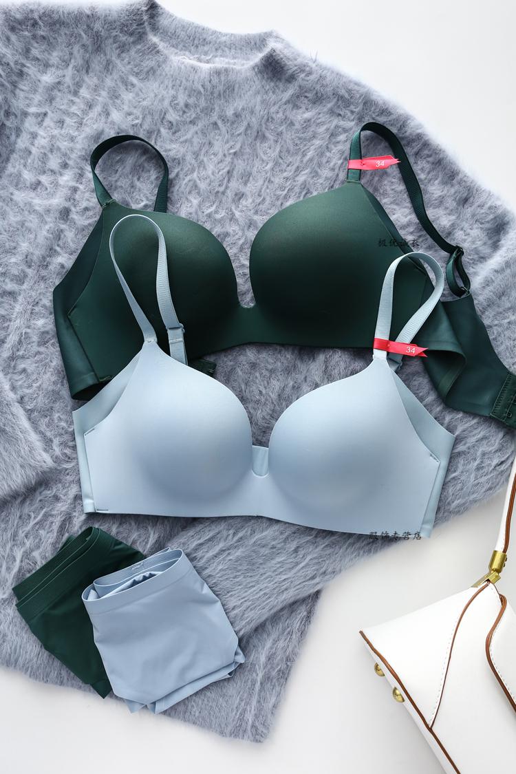 仙黛尔舒适文胸套装无钢圈聚拢无痕光面收副乳少女内衣女三扣 红色