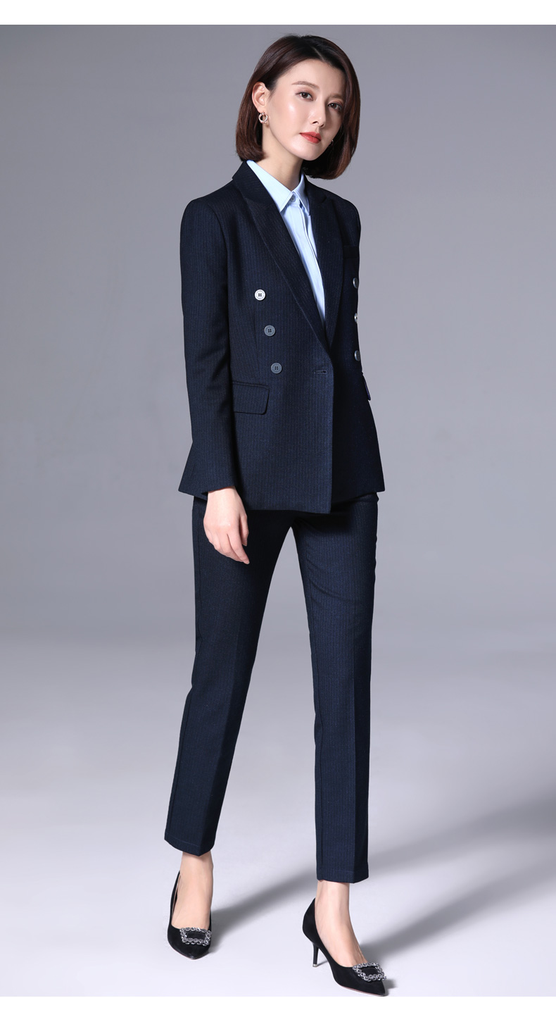 西服套装女时尚气质商务正装秋新款职业装西装工作服黑蓝色外套裤子s