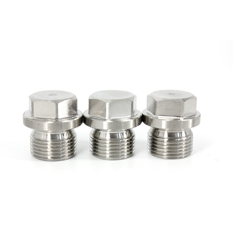 304不锈钢外六角法兰面堵头带边管堵油塞闷头水管堵头公制英制m2015