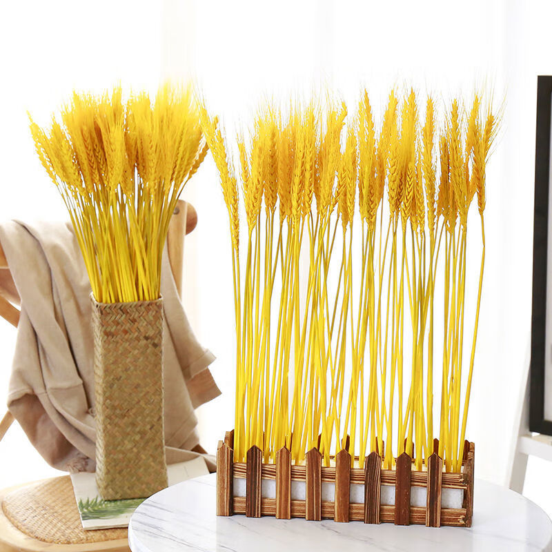 麦穗干花开业花蓝礼花束田园风格装饰礼品婚礼拍摄商场红色金色各50支