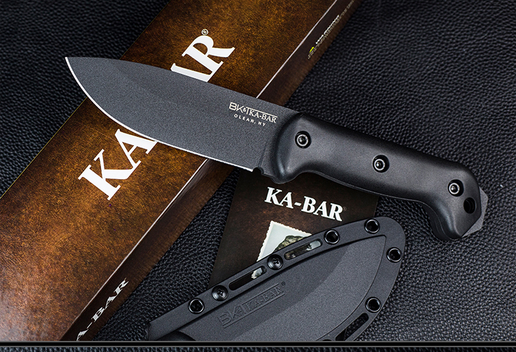 美国kabar卡巴bk2/bk7户外求生装备战术生存直刀长款高硬度 深灰色 60