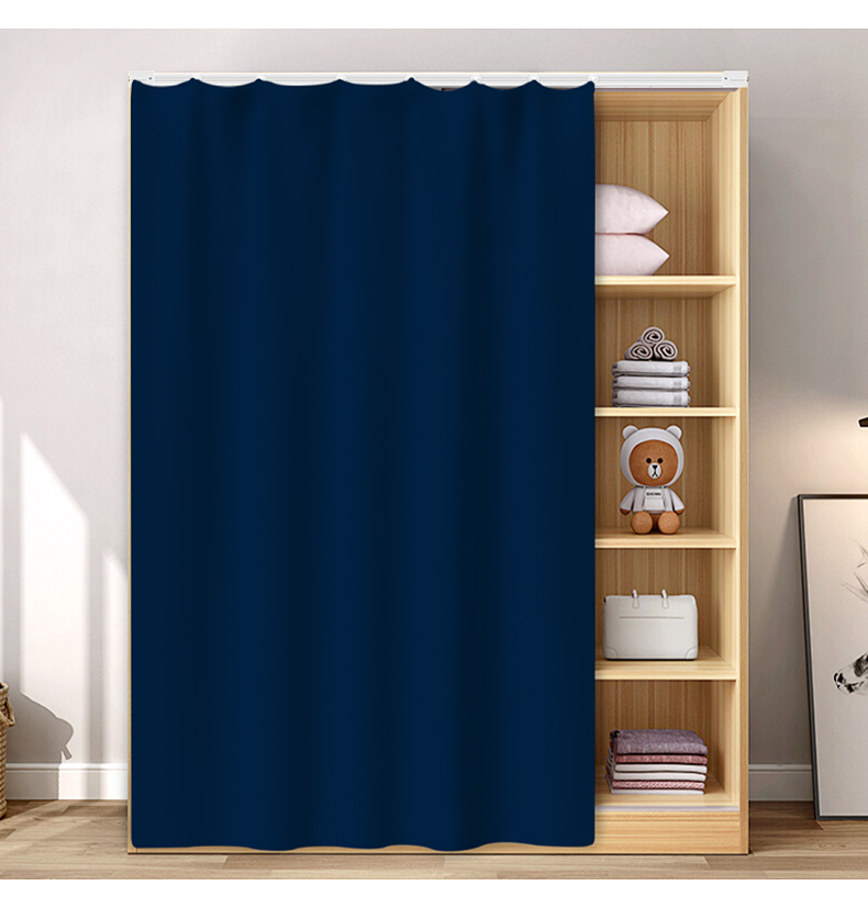 柜子遮挡帘衣柜滑轨式防尘门帘货架遮丑帘子魔术贴免打孔布帘 c4