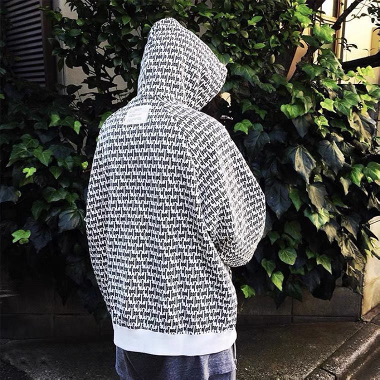 fear of god高街加绒连帽卫衣侃爷fog满印秋冬宽松男女情侣外套潮