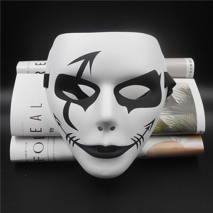 嘻哈帅气手绘面具假面舞团表演抖音全脸面具白色空白街舞面具男女