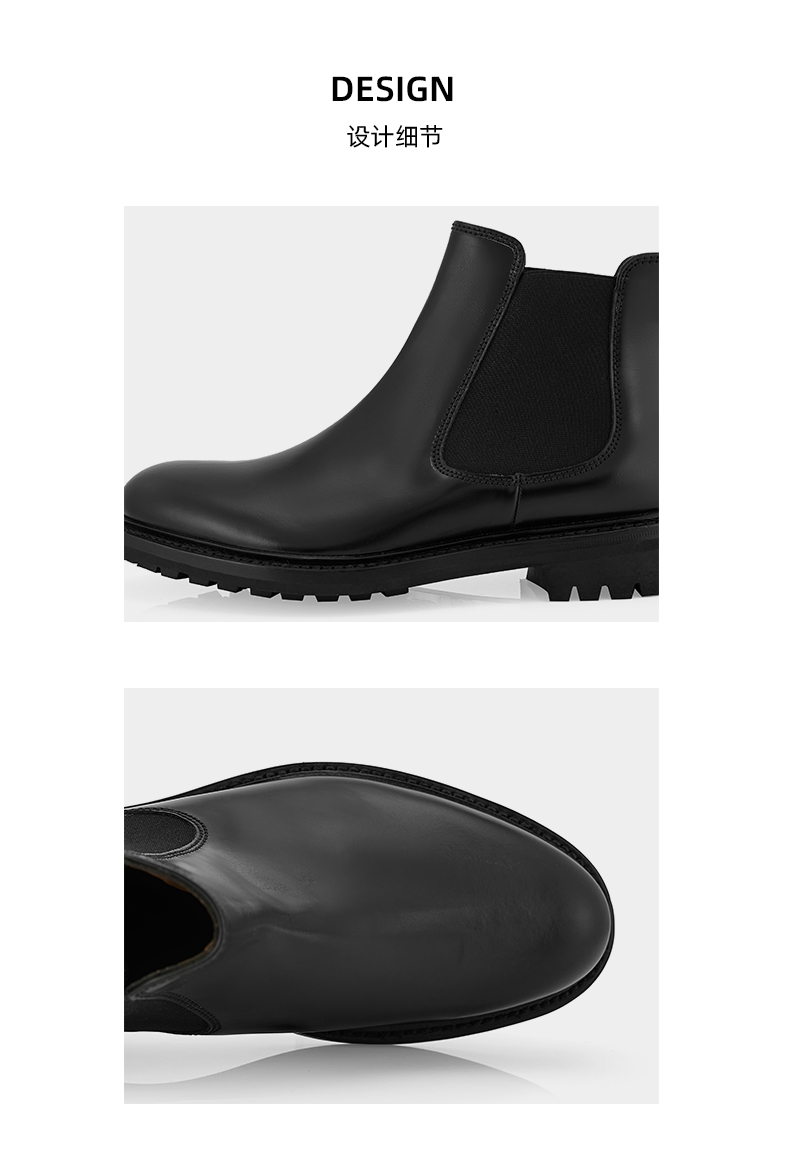 lottusse/乐途仕固特异牛皮手工男士商务切尔西靴男鞋真皮皮鞋 黑色