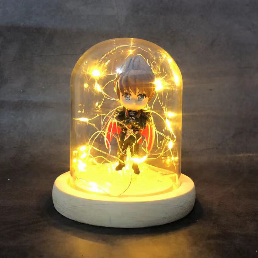 王者荣耀手办手游玩具二次元动漫英雄人模玻璃罩新年生日礼物盒装 2个