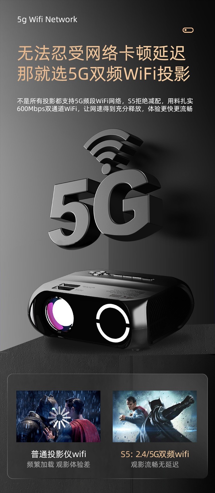 华为huawei通用家用投影仪投影机超高清s5手机小型苹果安卓便携无线