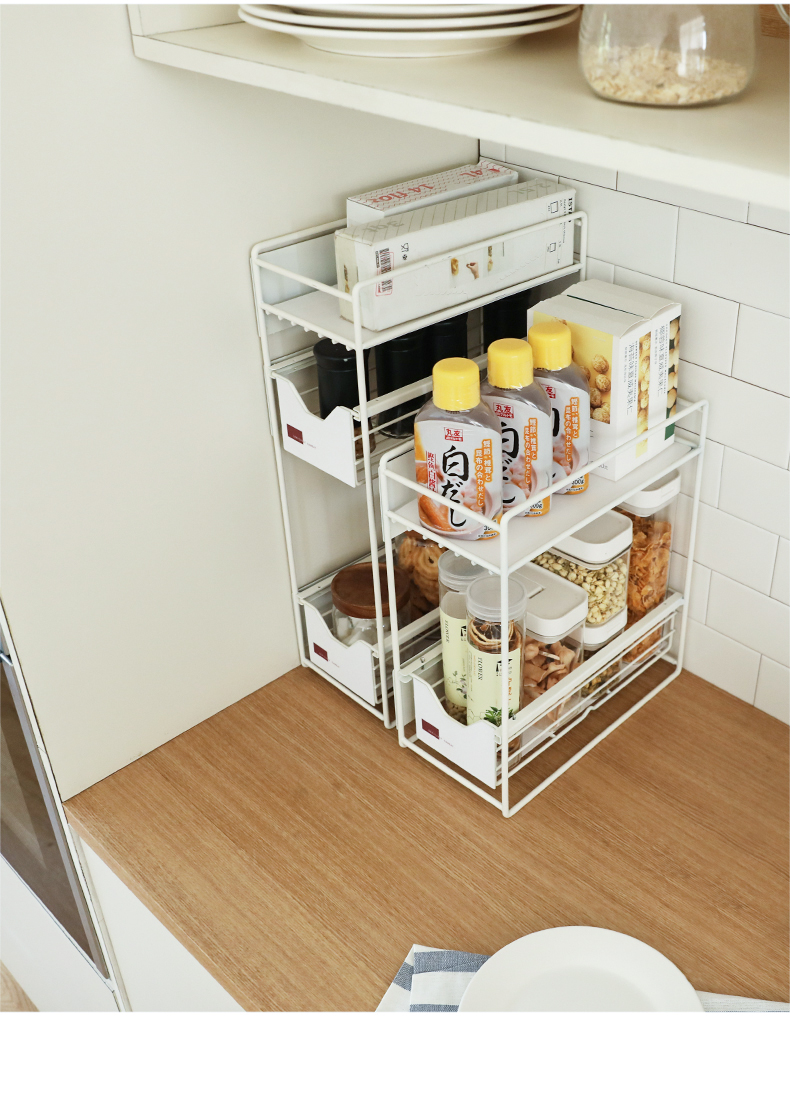 壁挂式磁吸挂架落地式台面下水槽储物架单层白色磁吸冰箱架配2个挂钩