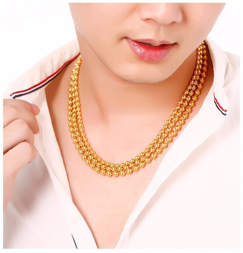 黄金项链男9999足金光珠加粗素链男女款黄金项链圆珠款大克重黄金按克