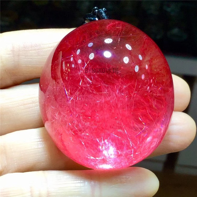 天然钛晶水晶吊坠红发晶水滴顺发晶送长辈送母亲猫眼情侣蛋面吊坠精品