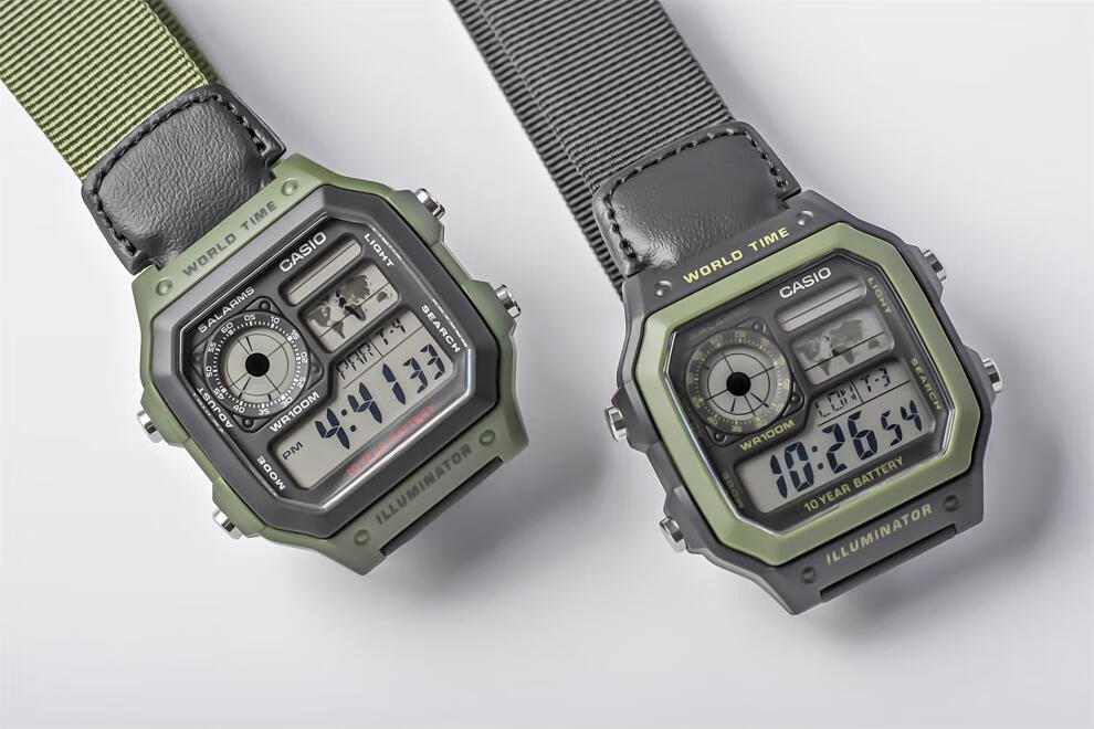 卡西欧ae1200wh钢链 casio ins复古多功能运动防水手表男电子男表哆莫