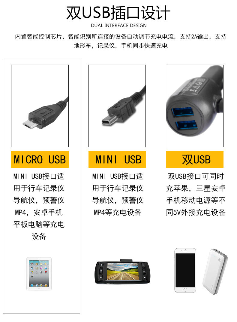 流媒体云镜导航usb车充电线现场凌度行车记录仪电源线2.
