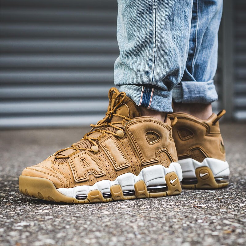 耐克nike air more uptempo 皮蓬大air 男女款休闲运动鞋 黑红公牛