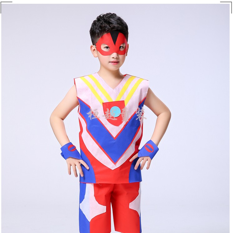 衣服环保服装儿童时装秀手工材料diy奥特曼幼儿园子走秀表演出服装w