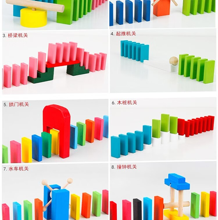 比赛积木机关标准动脑玩具 120片多米诺(10个机关 1个码牌器)【图片