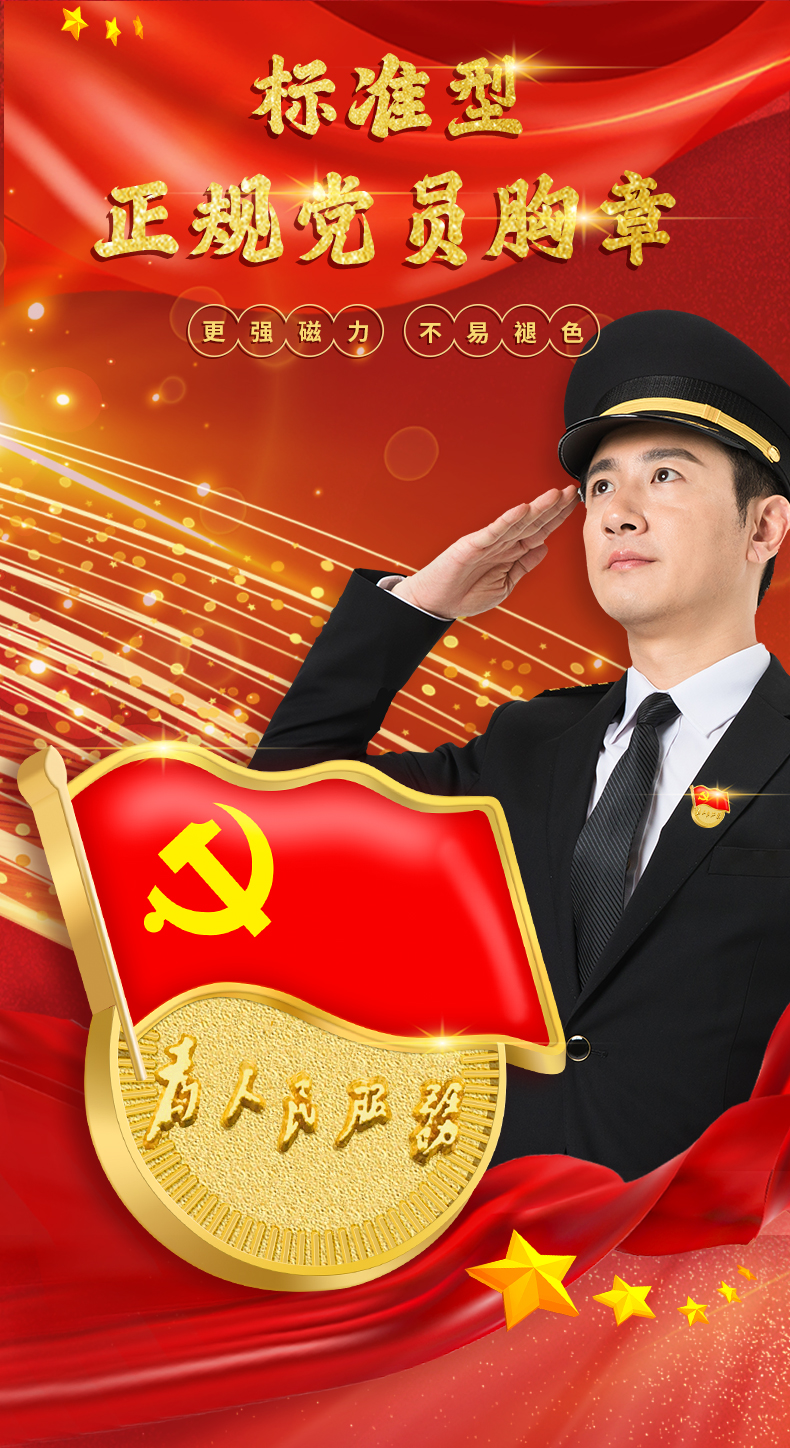 戴其思党徽标准型新版磁铁加厚正版胸针别针式磁吸强磁大磁扣党员党章