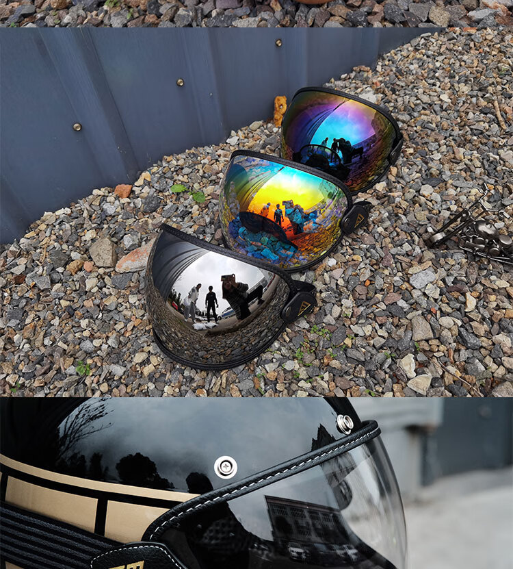 汤普森泡泡镜 摩托车骑行头盔护目镜复古机车全盔风镜3/4盔防风防雨