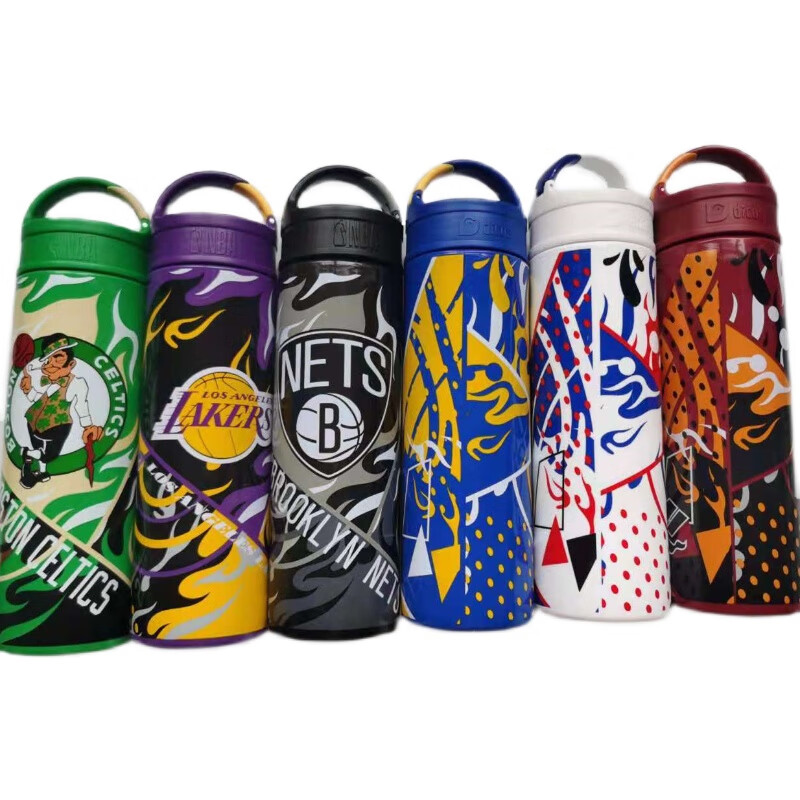 德克士nba水杯联名杯子勇士湖人同款炫酷运动专用德意能量杯黑色篮网