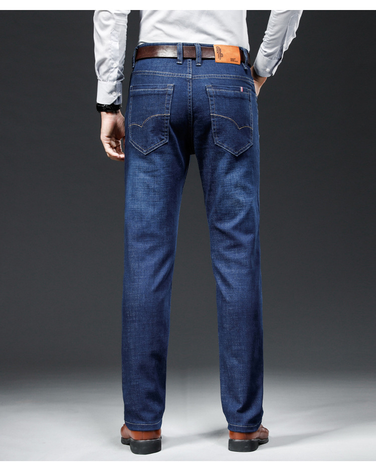 杰士爱堡罗高端品牌柔软舒适秋季牛仔裤男修身中年高腰商务直筒裤男