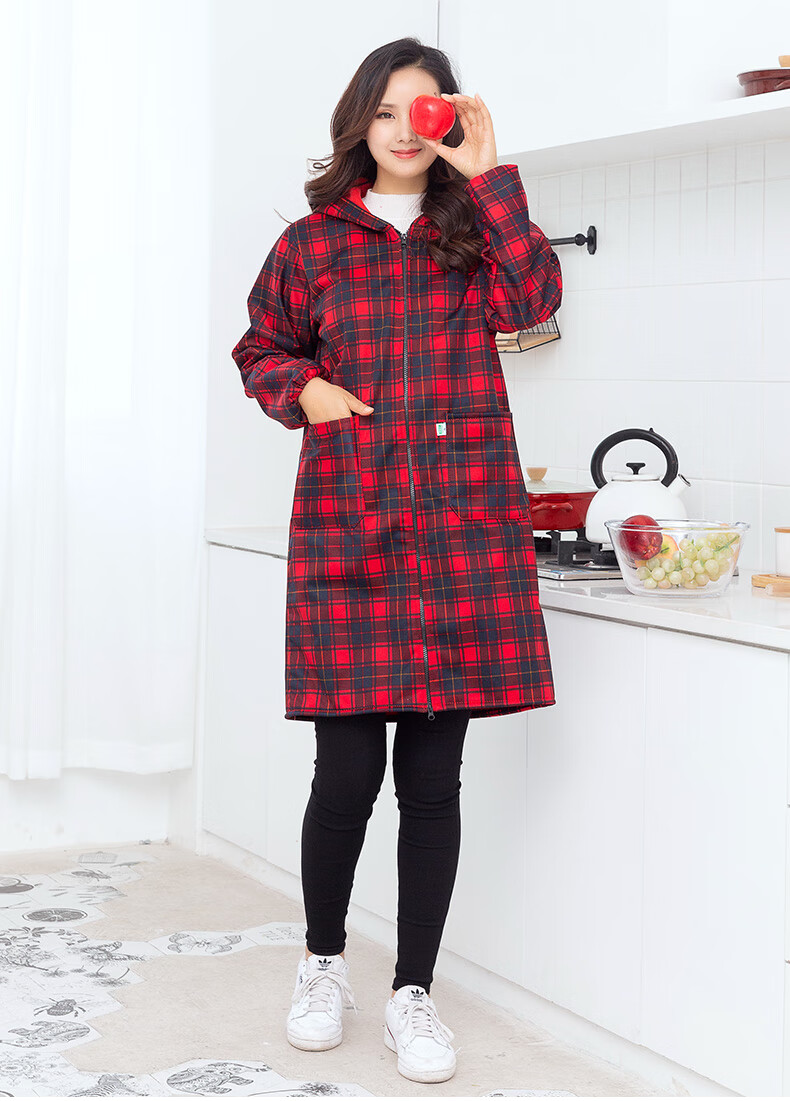 冬天搬运工穿的加长款防水防油罩衣大人女工作服带绒加绒厚厨房围裙