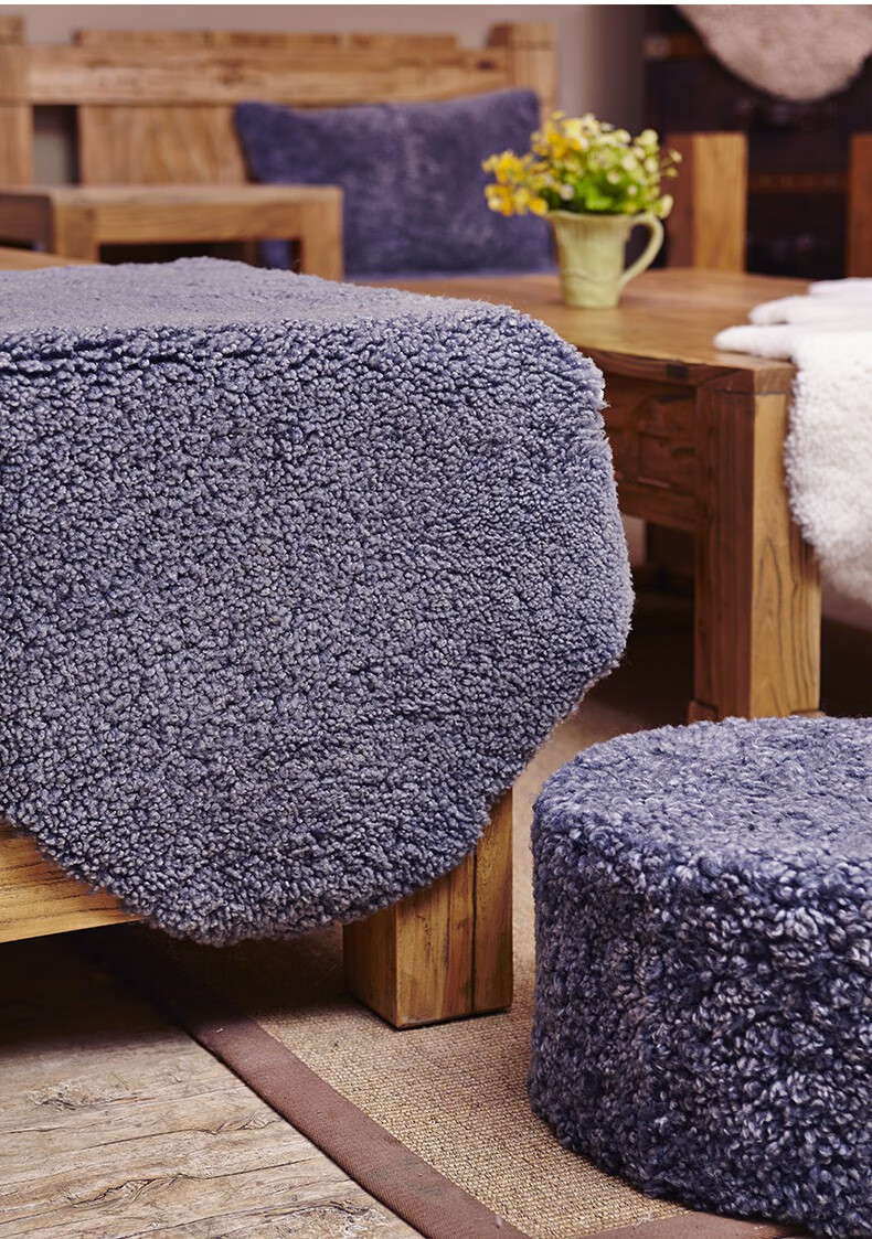 羊毛地毯小沙卷花毛羔羊毛皮纯羊毛羊毛地毯客厅卧室羊毛蘑菇色卷花毛