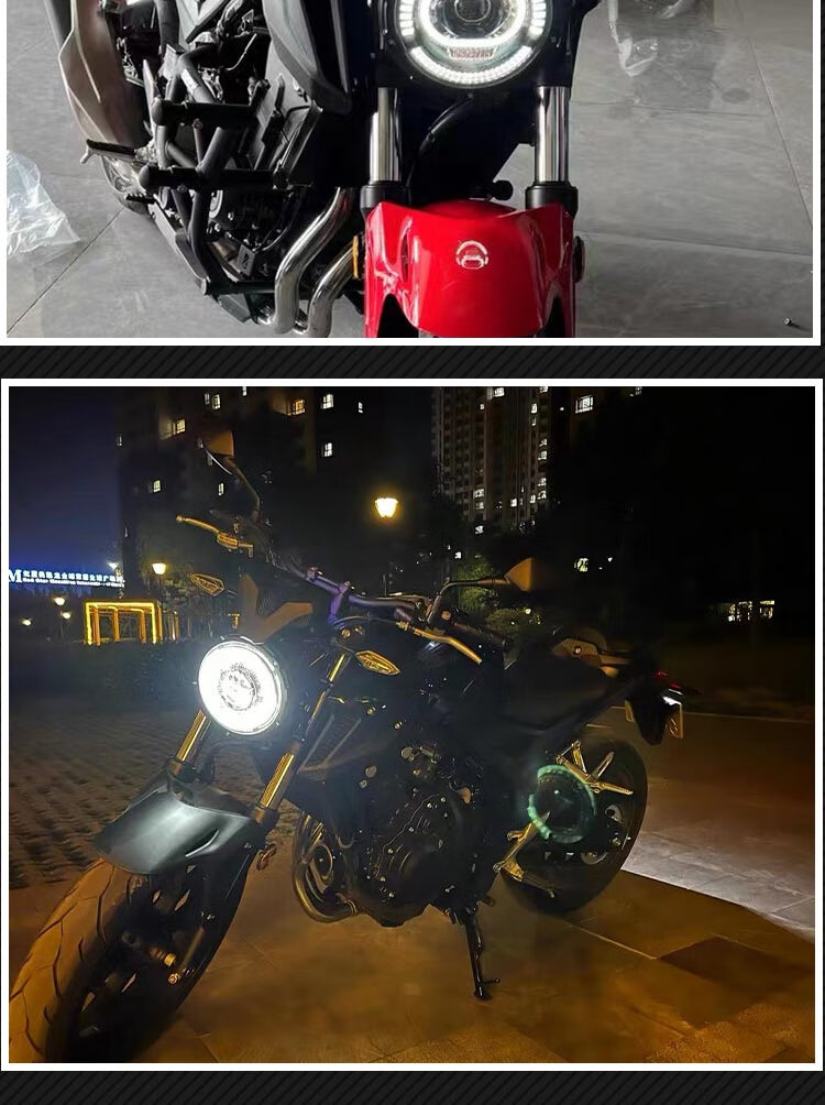适用于本田cb400f摩托车大灯总成机车复古配件圆灯led改装天使眼定制