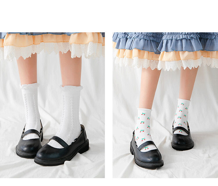袜子女中筒秋季棉质日系学院风长筒袜学生复古可爱高帮袜孑吸汗透气