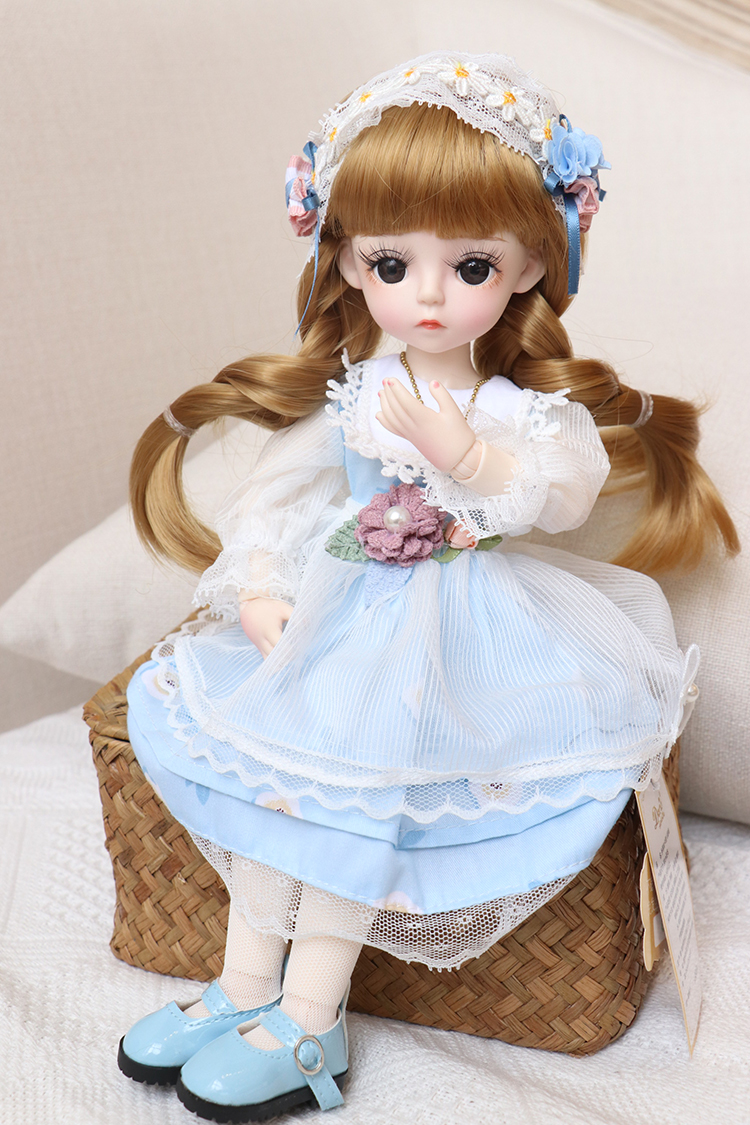 迪士尼公主娃娃假发46分bjdsd玩具头发齐刘海辫子30厘米人偶卷发长洋