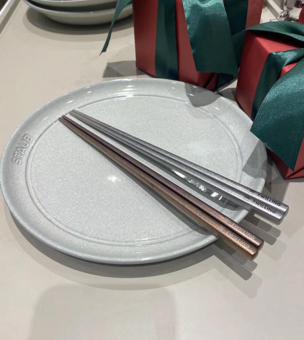 德国双立人家用不锈钢筷子便携防滑防霉合金筷复古金复古银耐高温