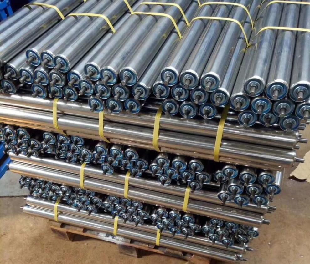 卸货滑轮无动力托辊输送带不锈钢镀锌流水线滚轴辊筒滚轮卸货滑轮胶辊