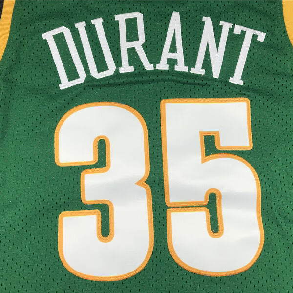 滕讯体育同款西雅图超音速杜兰特35号绿复古球衣 kd 篮球服网眼刺绣