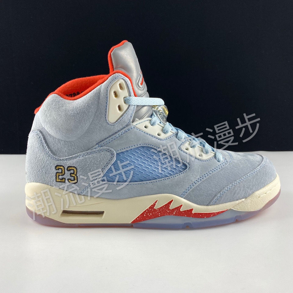纯原级aj5冰蓝高帮休闲百搭乔5男女情侣球鞋学生党时尚设计冰蓝36