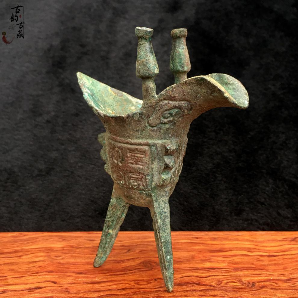 仿古帝王杯铜古董收藏青铜酒樽仿古做旧古代宫廷酒杯铜爵杯杯青铜器父