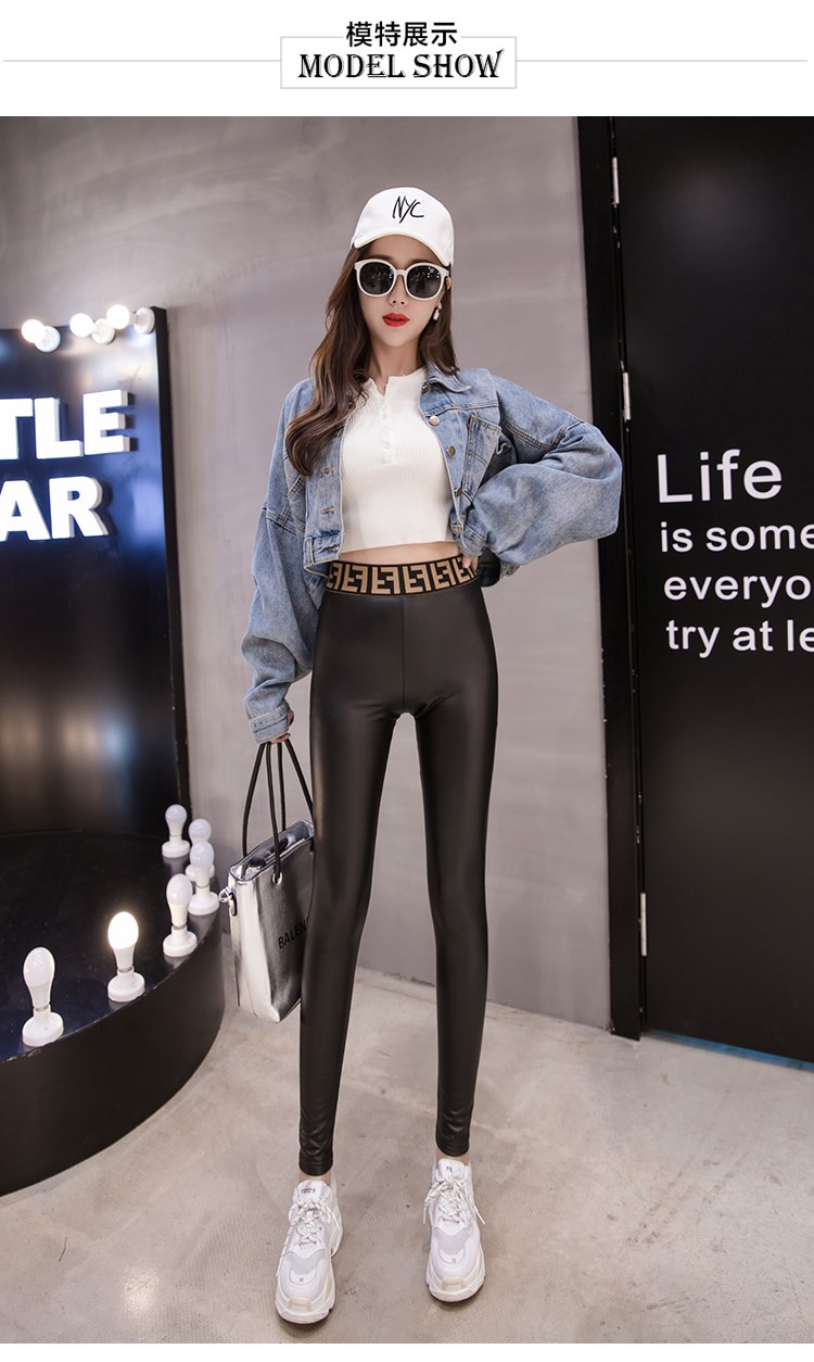 香港代购真皮皮裤女2019秋冬新款韩版高腰紧身加绒打底裤小脚长裤 加