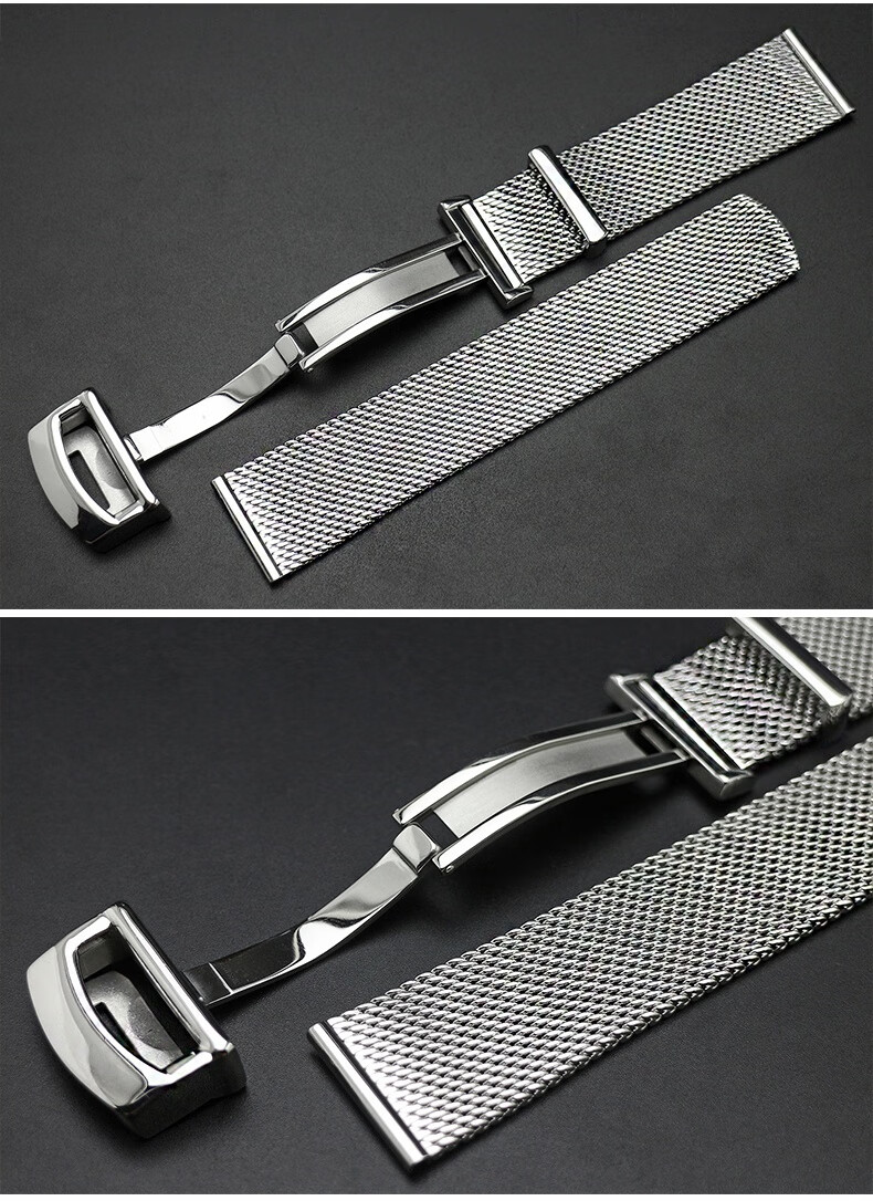 新款万国精钢表带金属表带钢带不锈钢表带男米兰表带代用万国iwc积家