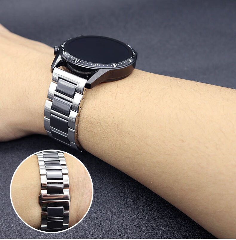 华为(huawei)适用华为手表不锈钢表带华为watchgt2/gt3 pro尊享版陶瓷