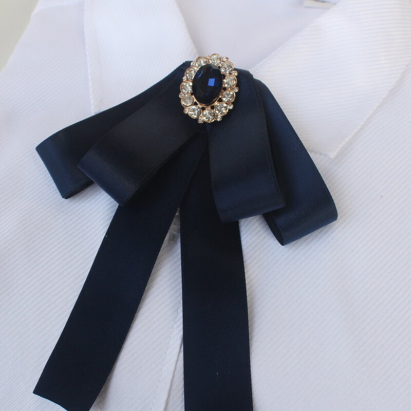 日韩职业女士领花领结女生制服领花银行酒店演出红黑蓝蝴蝶结 灰钻