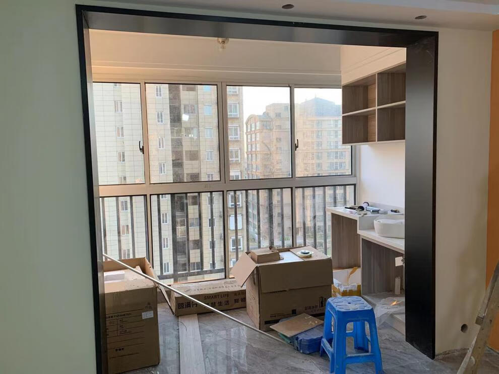 不锈钢包边门框装修门套定制垭口极窄阳台金属入户卫生间单包窗套