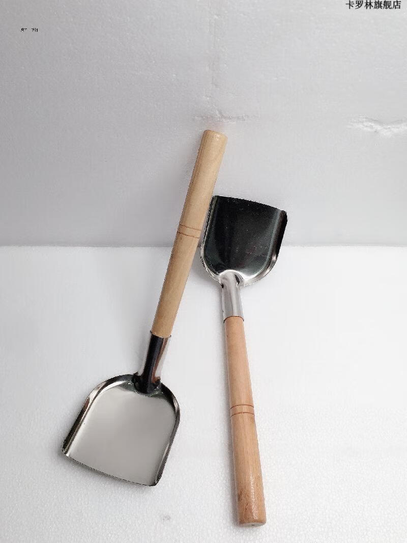 老式中式锅铲 加厚木柄锅铲中式不锈钢炒菜铲传统老式木柄大小号锅铲