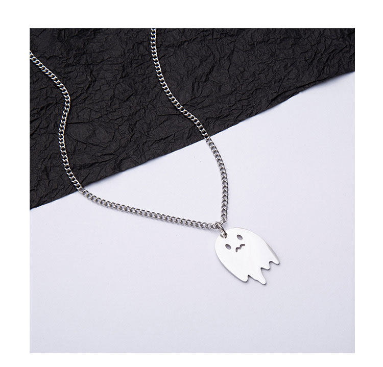 洵沫简约幽灵项链吊坠饰品可爱钛钢设计小众嘻哈街头卫衣锁骨链送老婆