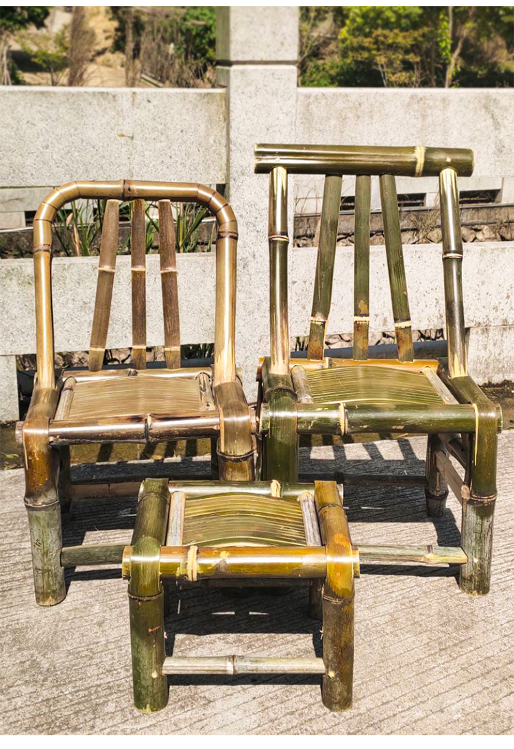 万服 竹椅子靠背椅手工老式竹编藤椅子家用阳台小竹凳竹子椅编织矮