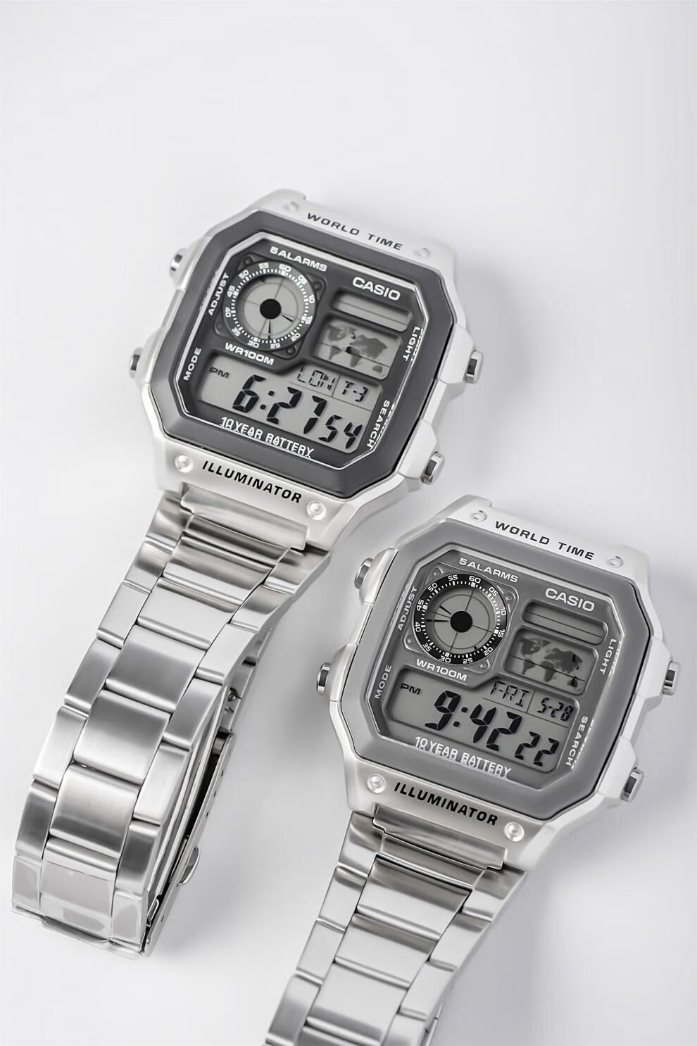 卡西欧ae1200wh钢链 casio ins复古多功能运动防水手表男电子男表哆莫