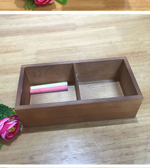 粉笔盒讲台用 粉笔盒收纳盒讲台2格粉笔收纳盒木质长方形桌面收纳盒